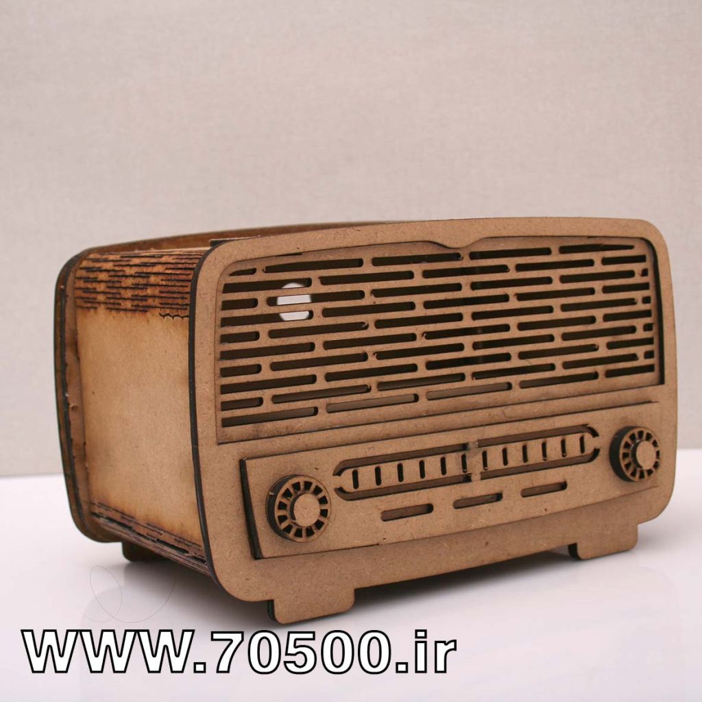 جعبه دستمال کاغذی چوبی طرح رادیو
