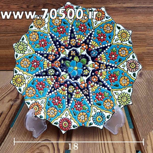 بشقاب میناکاری سفال طرح نیلوفر