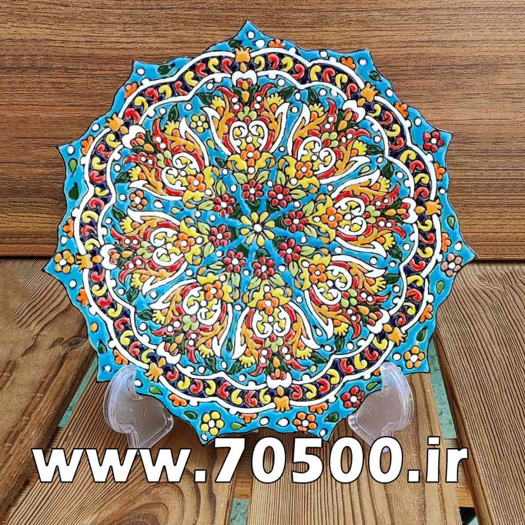 بشقاب میناکاری سفال طرح ترنج 2