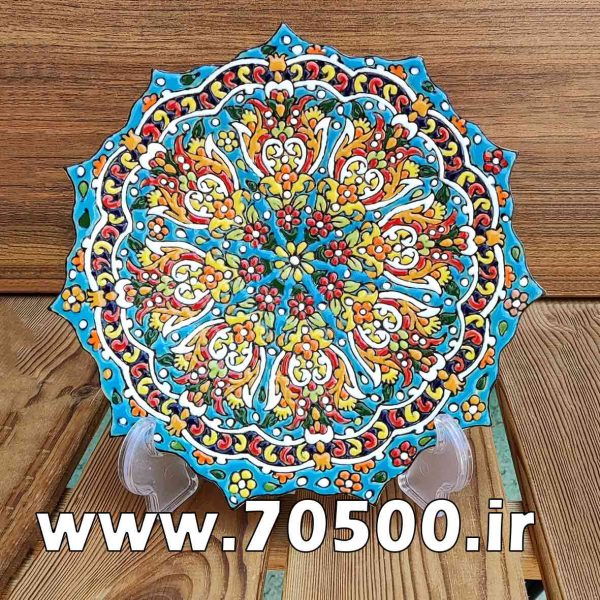 بشقاب میناکاری سفال طرح ترنج 2