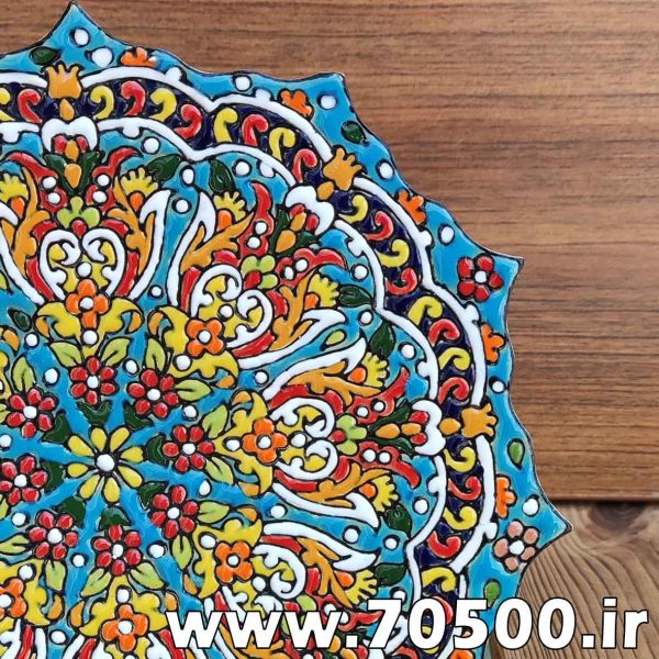 بشقاب میناکاری سفال طرح ترنج 2
