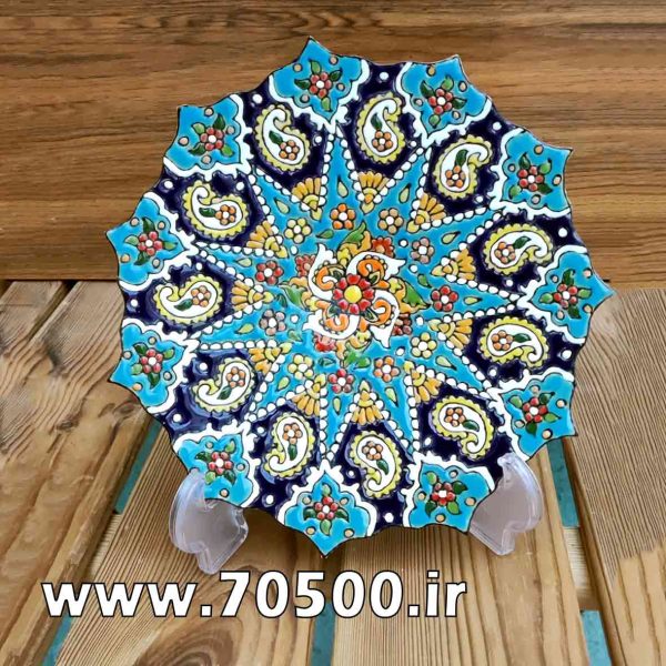 بشقاب میناکاری سفال طرح ترنج
