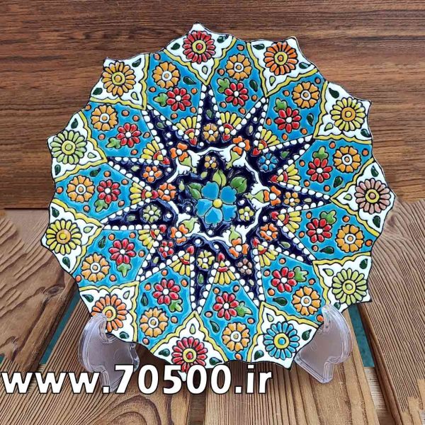 بشقاب میناکاری سفال طرح نیلوفر