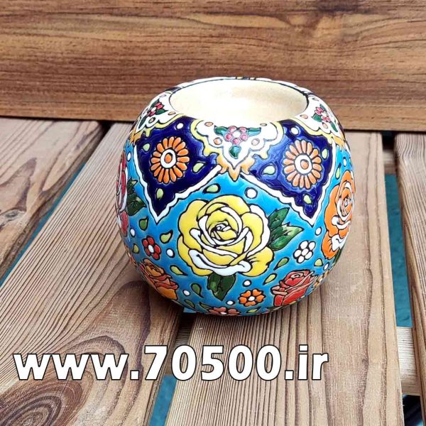 شمعدان وارمر و جا عودی میناکاری سفال طرح رز