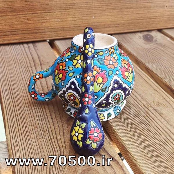 شکرپاش میناکاری سفالی با قاشق