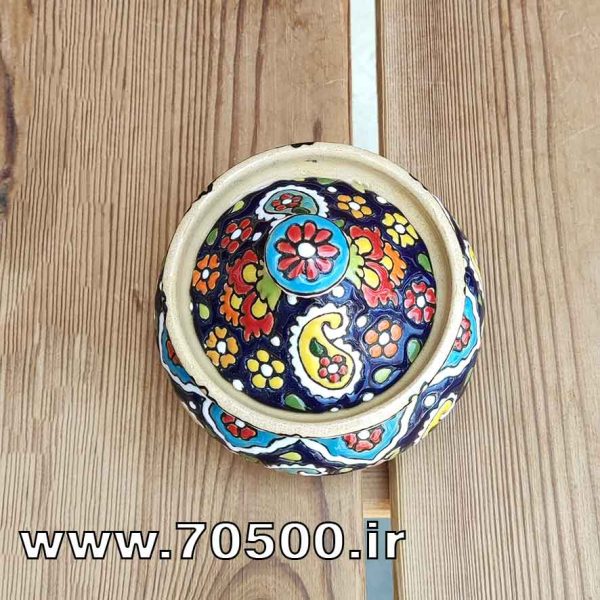 قندان میناکاری سفالی طرح ترنج