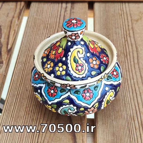 قندان میناکاری سفالی طرح ترنج