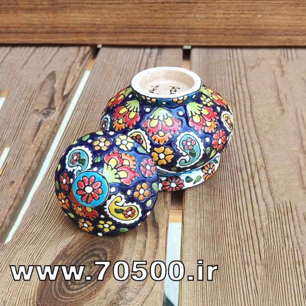 قندان میناکاری سفالی طرح ترنج