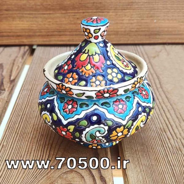 قندان میناکاری سفالی طرح ترنج