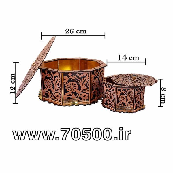 ست جعبه آجیل و تنقلات چوبی طرح منبت