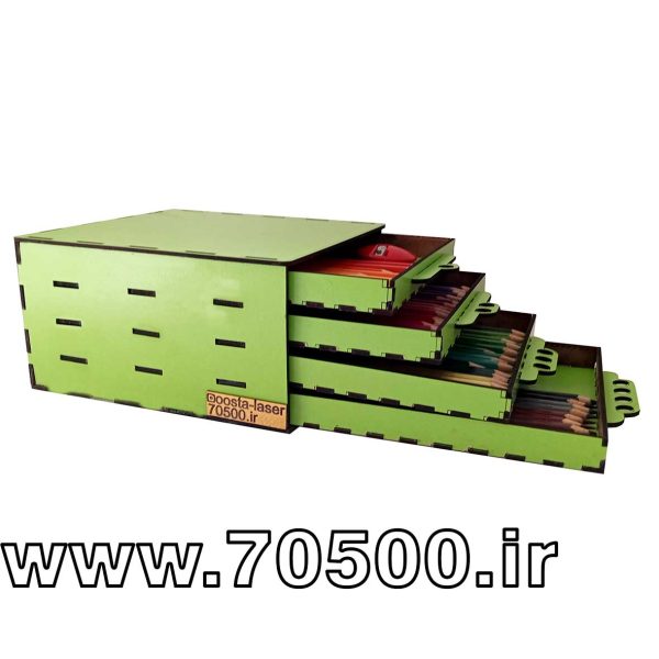 جعبه مداد رنگی چوبی شیک کشویی چهار کشو