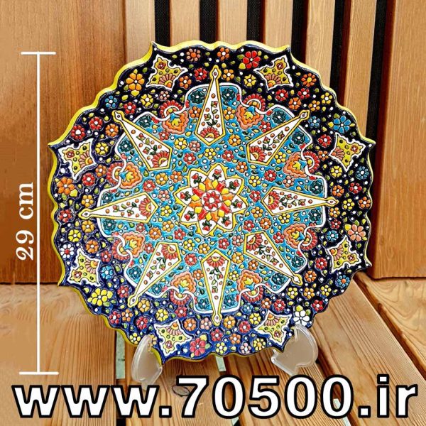 بشقاب میناکاری سفال طرح سرو