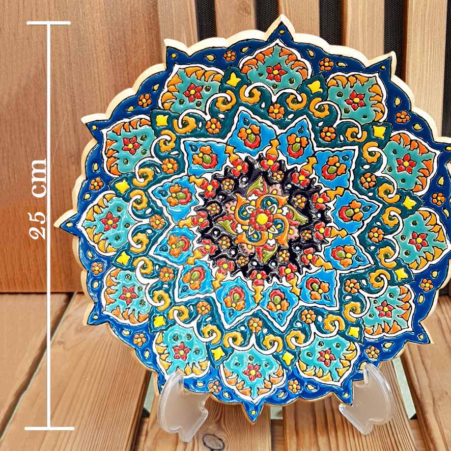 بشقاب میناکاری سفال طرح شمس