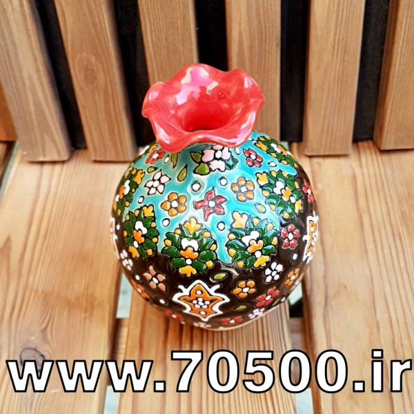 گلدان میناکاری سفالی طرح شکوفه