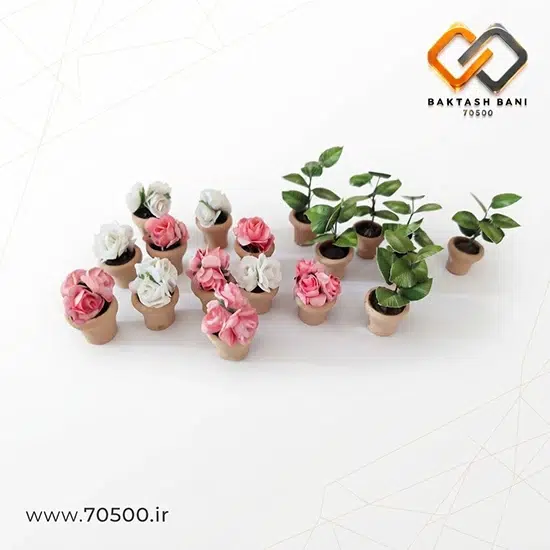 گلدان مینیاتوری مدل آپارتمانی و گل فانتزی